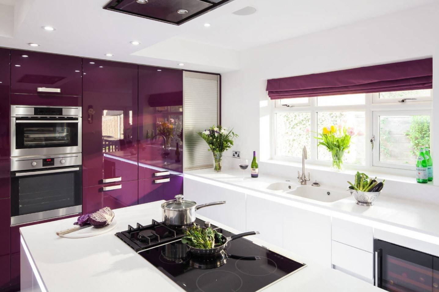 Дизайн кухни в фиолетовом цвете: 75 фото эффектных идей