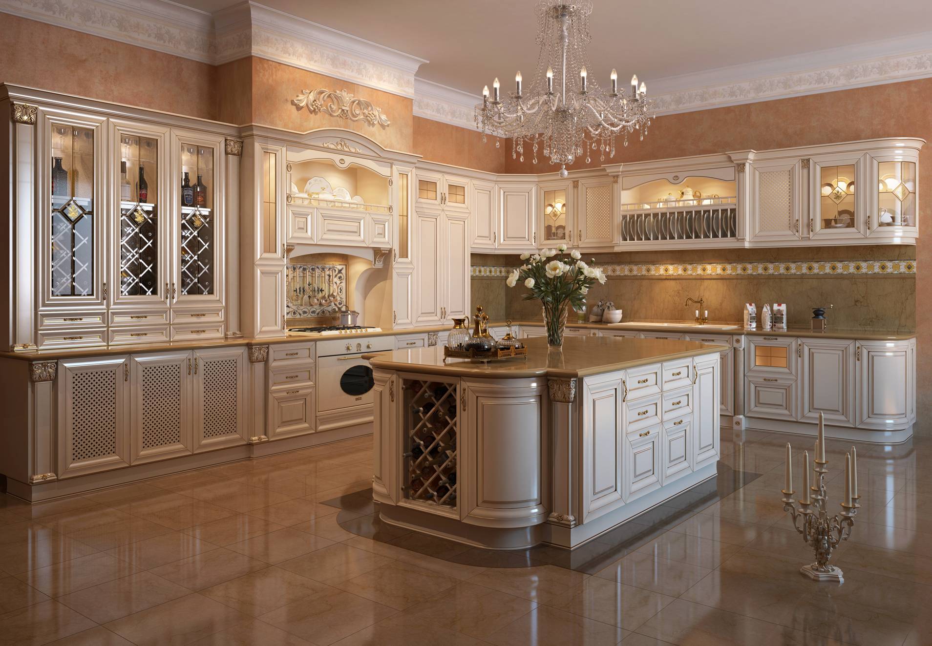 Роскошный интерьер кухни с элитной мебелью: красота в каждой детали