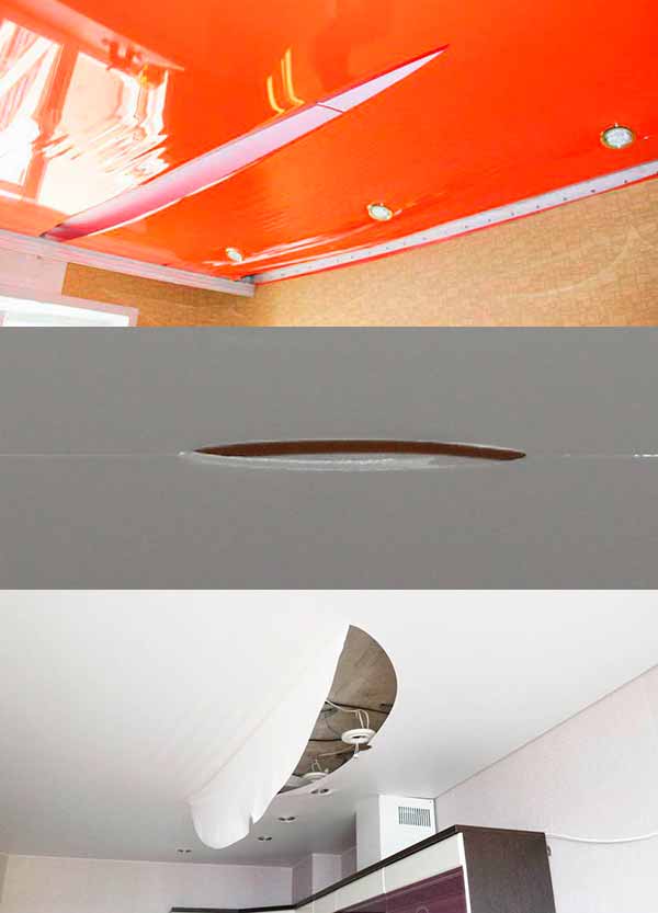 Как заделать дырку в натяжном потолке?