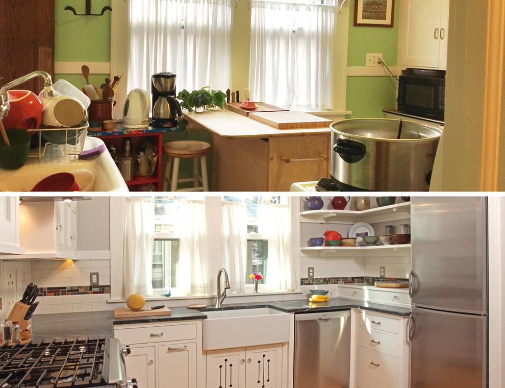 Реставрация кухонного гарнитура своими руками: интерьерные наклейки, декупаж, фотообои, замена фасадов и столешницы