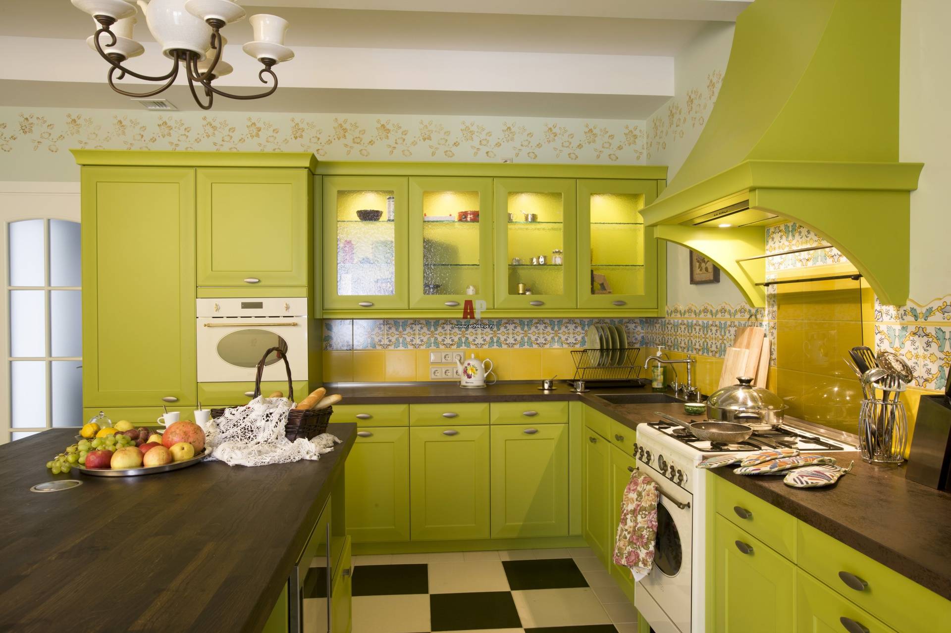 Дизайн кухни в оливковых тонах (фото примеры)