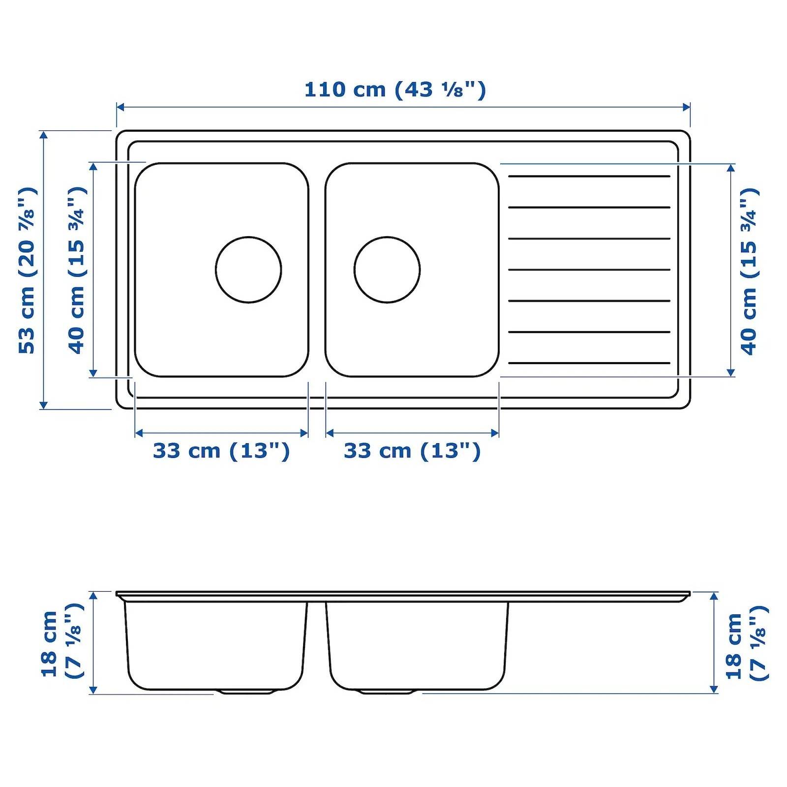 Стандартные размеры мойки для кухни: модели от 40 см и больше