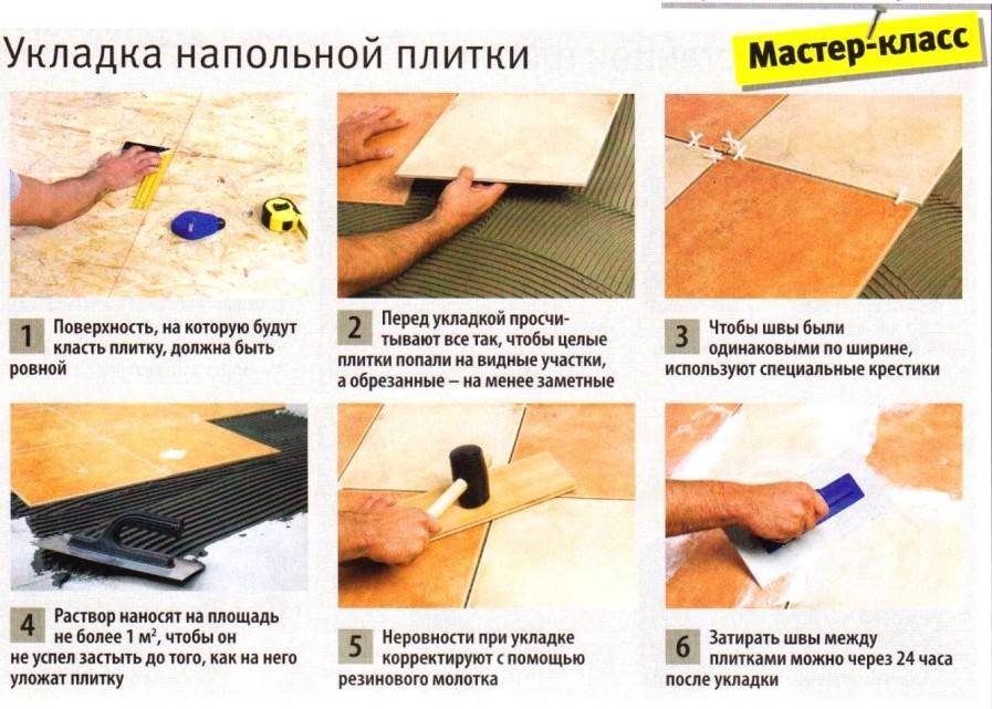 Укладка плитки на пол своими руками: поэтапная инструкция