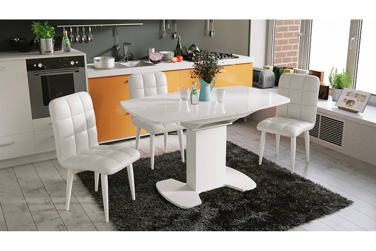 Белый кухонный стол как стильный предмет интерьера