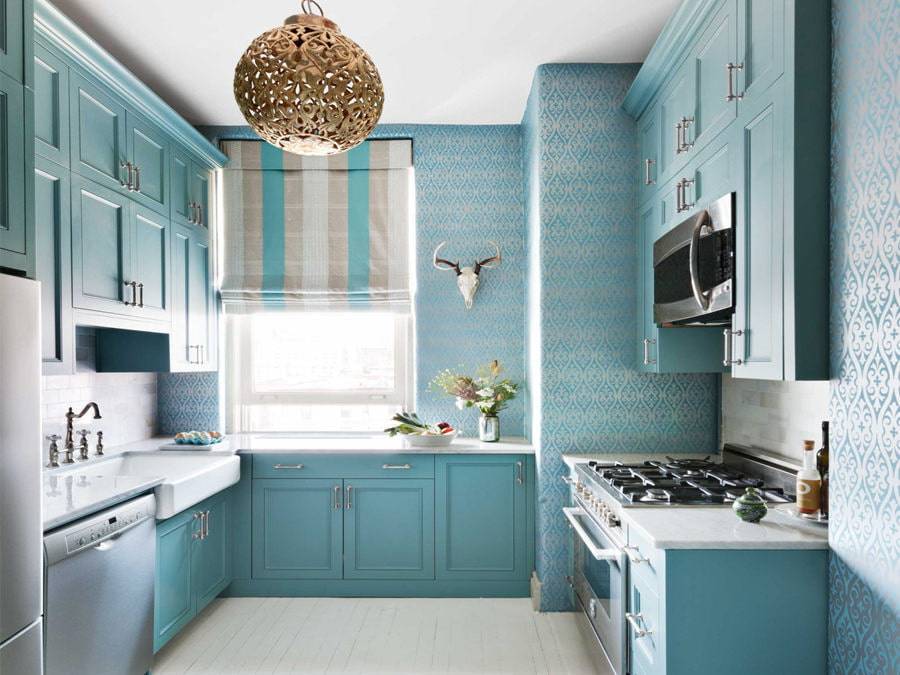 Кухня с голубыми фасадами | домфронт