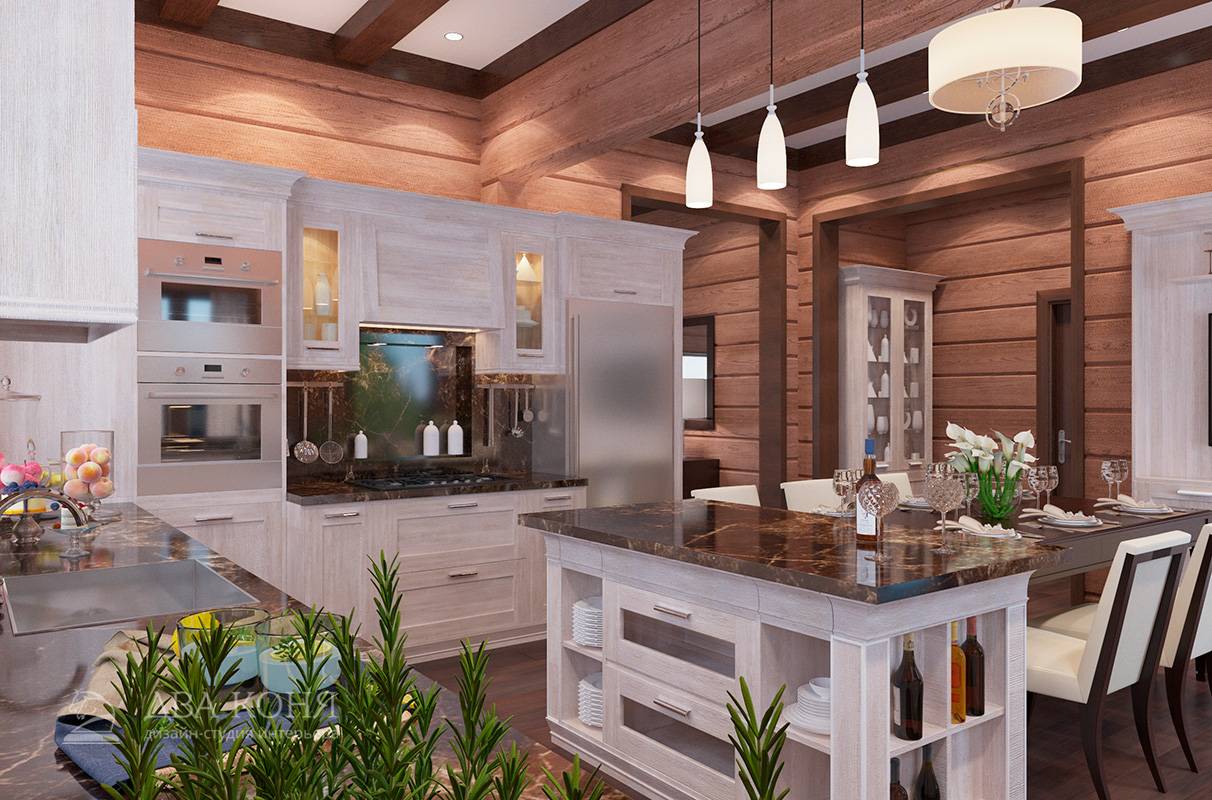 Дизайн кухни в деревянном доме (90+ фото) | фото маленькой кухни в деревянном доме из бруса