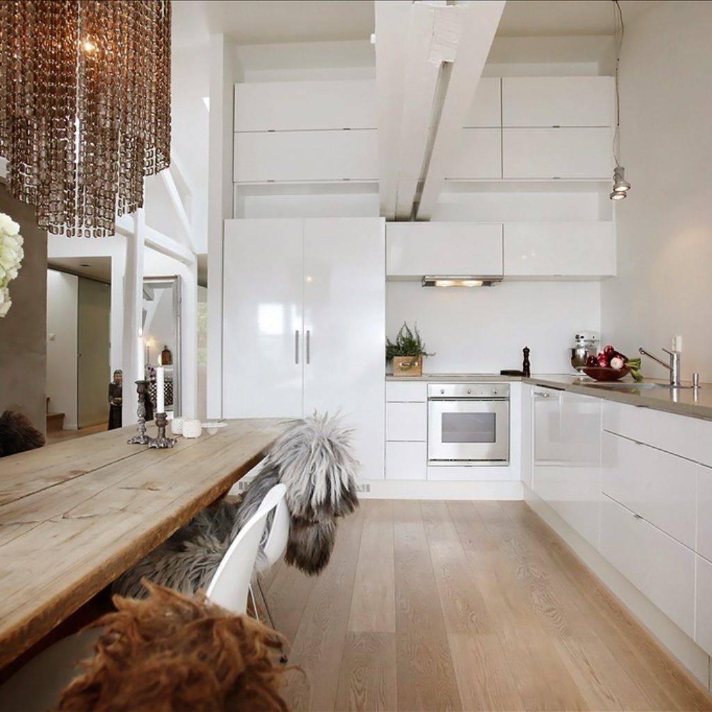 Белая глянцевая кухня: дизайн, гарнитуры, мебель