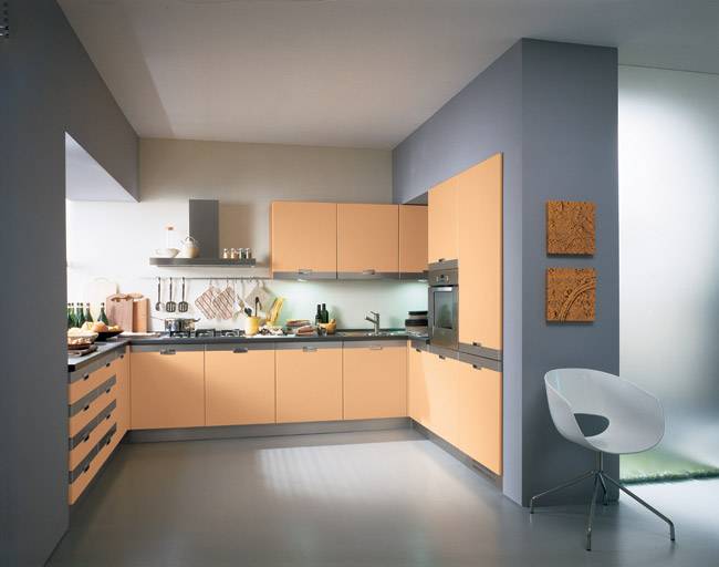 Кухня персикового цвета: 40 фото интерьеров, сочетание цвета