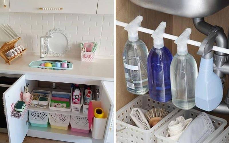 11 предметов, которые помогут организовать хранение под раковиной и кухонной мойкой