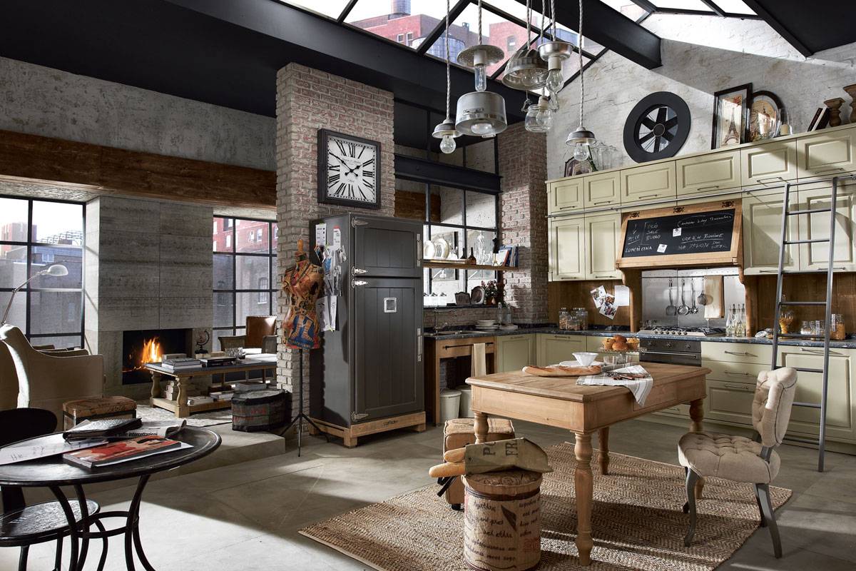 Урбанистический шик кухонь в стиле лофт — 255+ (фото) индустриальной атмосферы