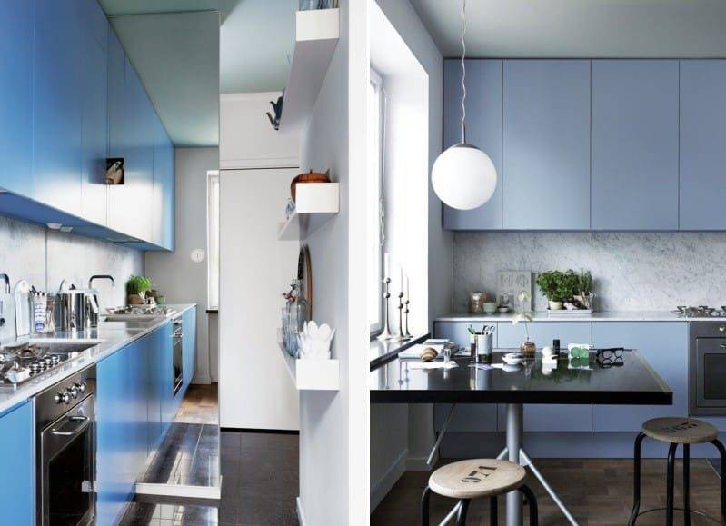 Синяя кухня в интерьере: реальные фото дизайна помещения в синем цвете