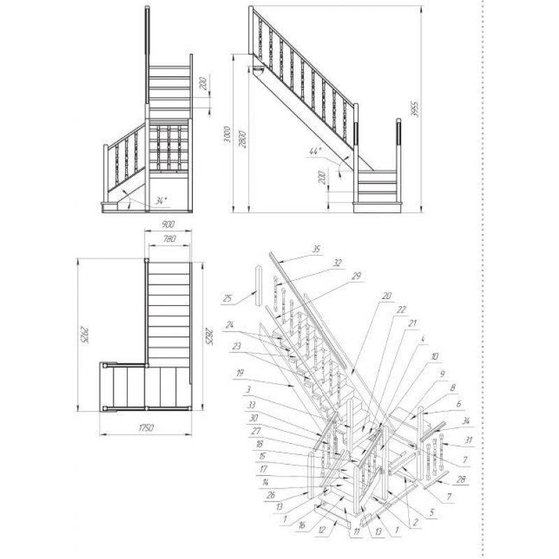 Поворотные лестницы на второй этаж с забежными ступенями и площадкой: особенности конструкций