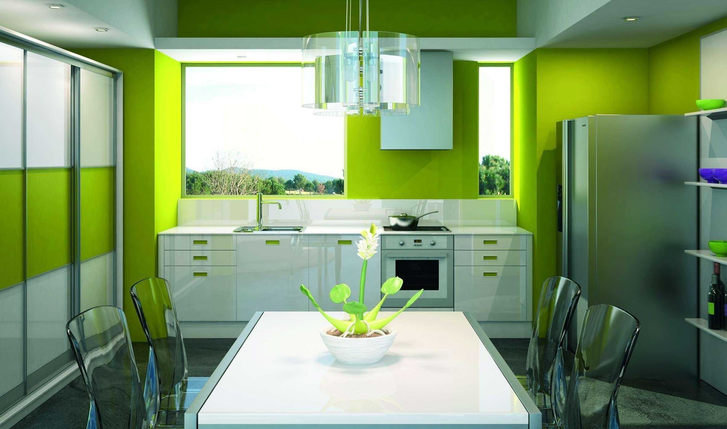 Зеленые обои на кухне. Кухня в салатово белых тонах. Салатовая кухня в интерьере. Кухня в зеленых тонах. Кухня зеленого цвета.
