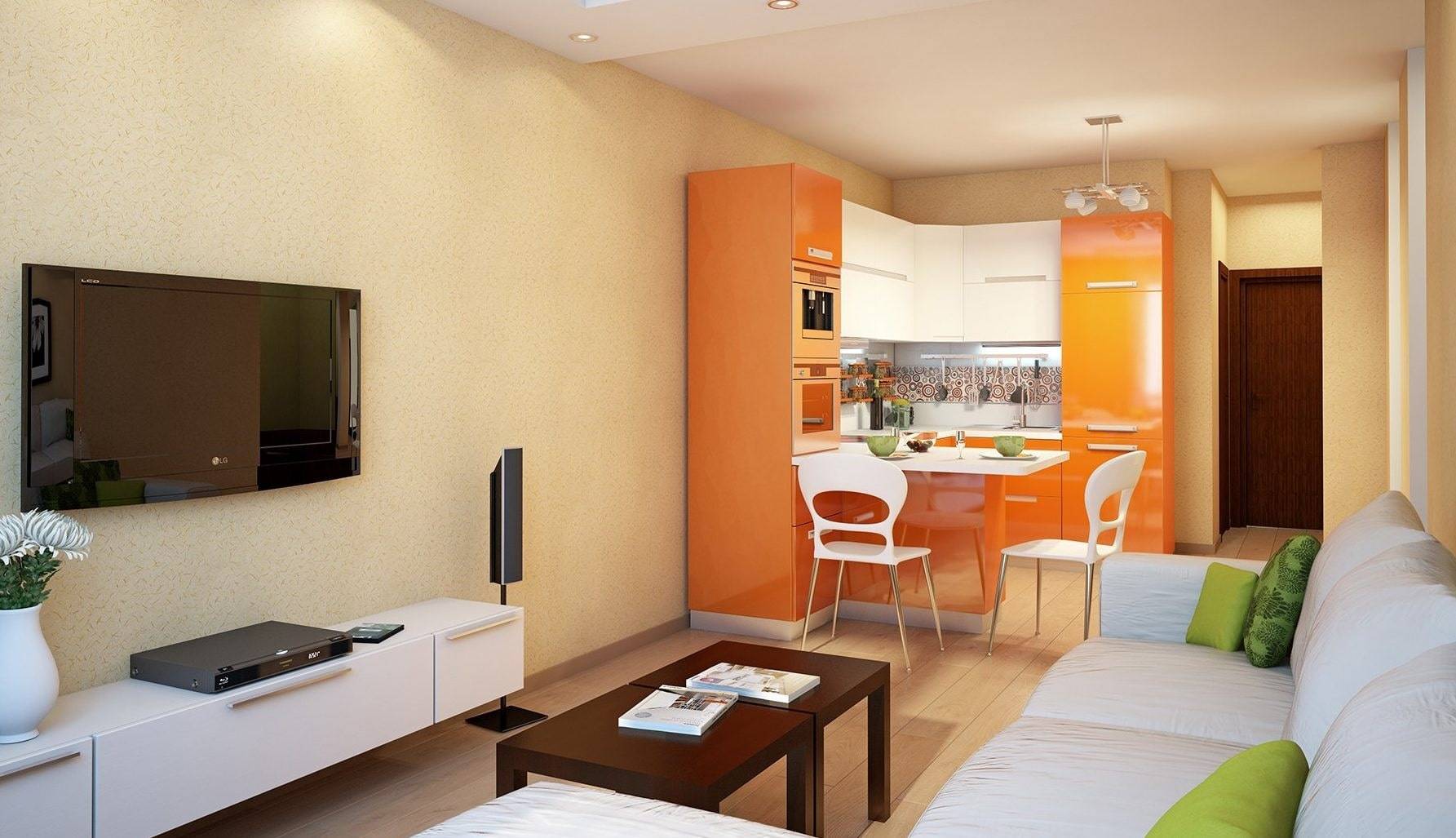 Дизайн кухни гостиной 12 кв м — фото с диваном