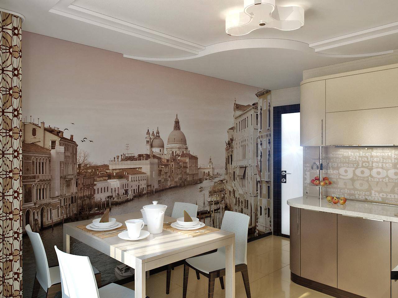 Фотообои для кухни: советы дизайнеров и фото интерьеров
