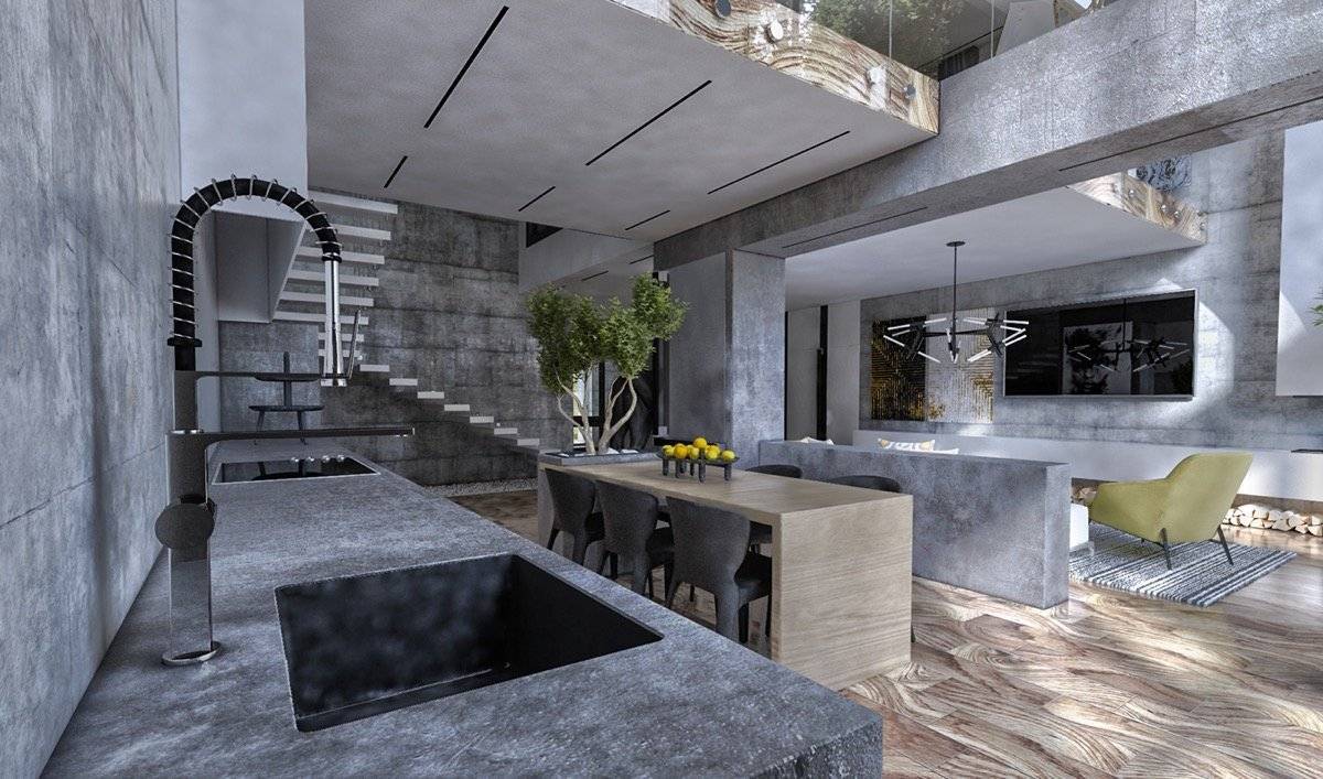 Интерьер под бетон: превращаем серый цвет в стильный
